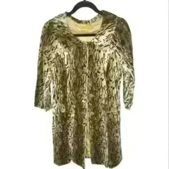 Anthropologie John Carlisle Leopard Faux Fur 3/4 Sleeve Single Breasted Coat - Picture 2 of 3
